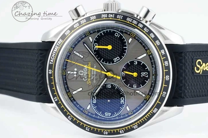 0304 ZipUp Speedmaster Racing Master SS HKF Best Edition Gray Black Dial on Black Rubber Strap A 7811